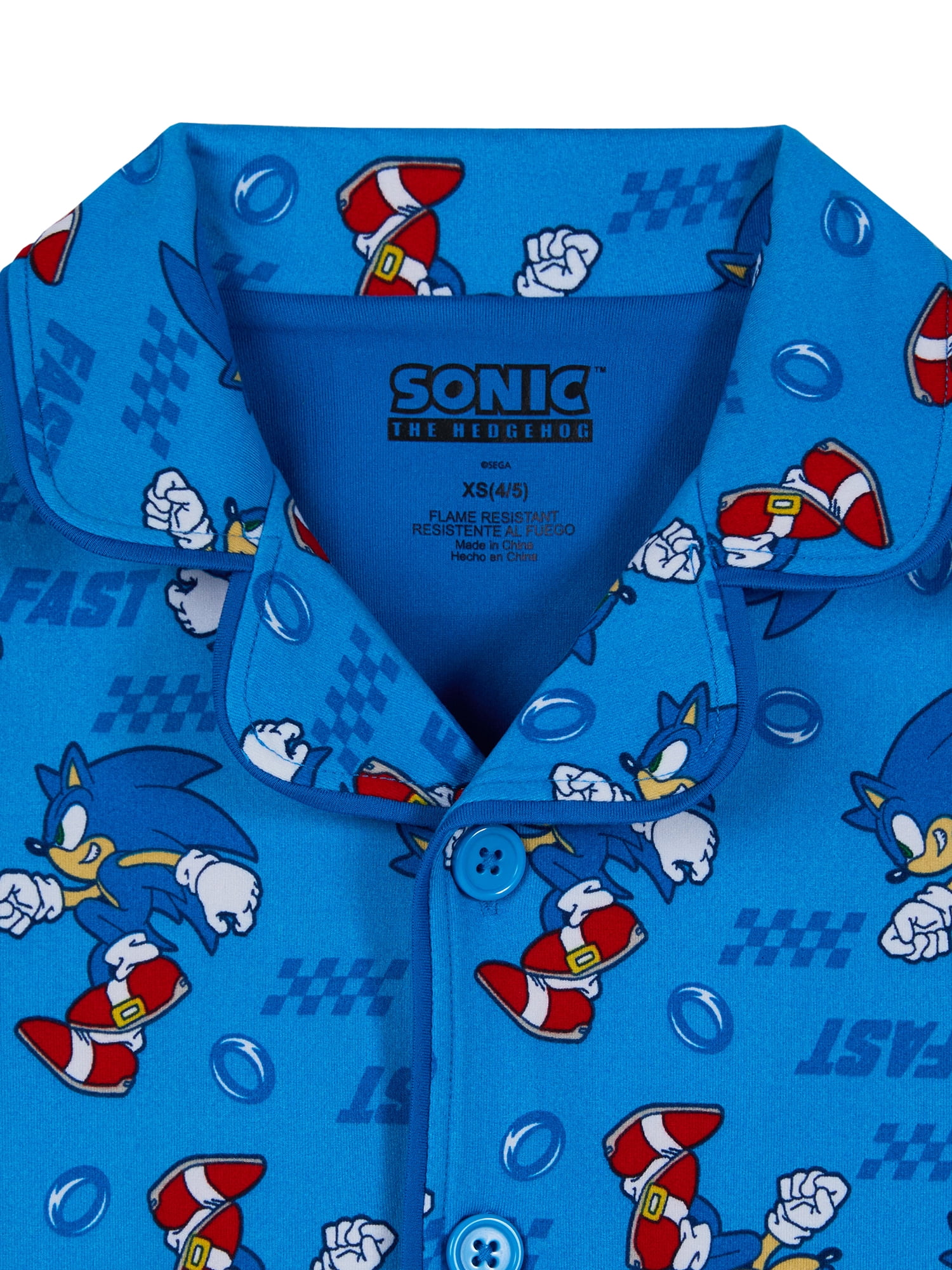 Sonic Boys Short Sleeve Sleep Notch Collar Top and Pants Pajama Set, 2-Piece, Sizes 4-12