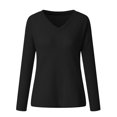 thumbnail image 5 of Rmogov Tops and Pants Activewear Set Women, V-neck Solid Color Shirt and Pants Two PC Black, 5 of 7