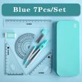 thumbnail image 1 of Ensemble de 7 Pcs Règles Boussole Multi-Fonction Règles Mathématiques Outils de Dessin Professionnels Fournitures Scolaires Papeterie Étudiants Ensemble Bleu B, 1 of 6