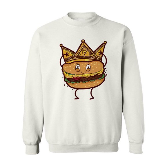 Cartoon Cheeseburger With Crown Sweatshirt Men -Image by Shutterstock, Male Medium
