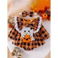 thumbnail image 3 of Michellecmm  Girls Romper Dress Pumpkin Ghost Embroidery Romper with Headband, 3 of 9
