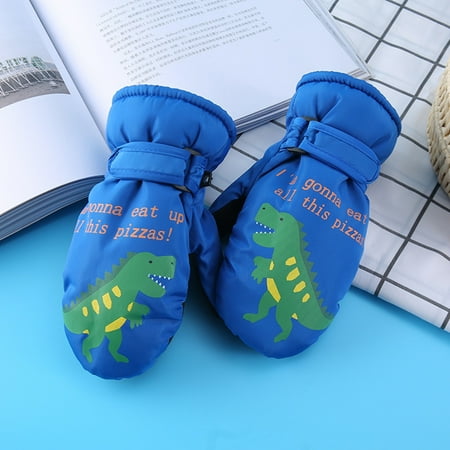 

kpoplk Kids Warm Clothes Windproof Outdoor Warm Winter Ski Gloves Skating Kids Snow Snowboarding Kids Gloves Mittens(Blue)