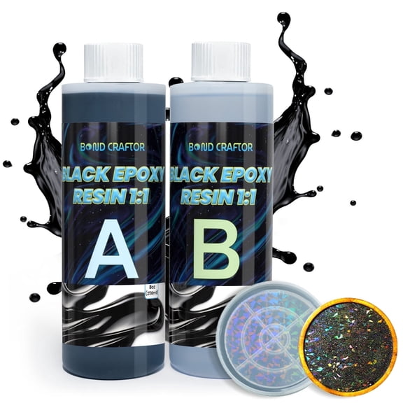Bond Craftor 16 oz Black Epoxy Kit, Bubble Free High Gloss, Self Leveling, No Dye Required for Arts, Crafts, Jewelry Making