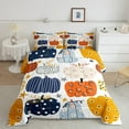 thumbnail image 2 of jejeloiu Boho Retro Pumpkin Bedding Comforter Set,Cartoon Flower Stars Twin Comforter Sets,Blue Orange White Bedding Set,Microfiber Bedroom Decor Reversible,2-Piece, 2 of 8