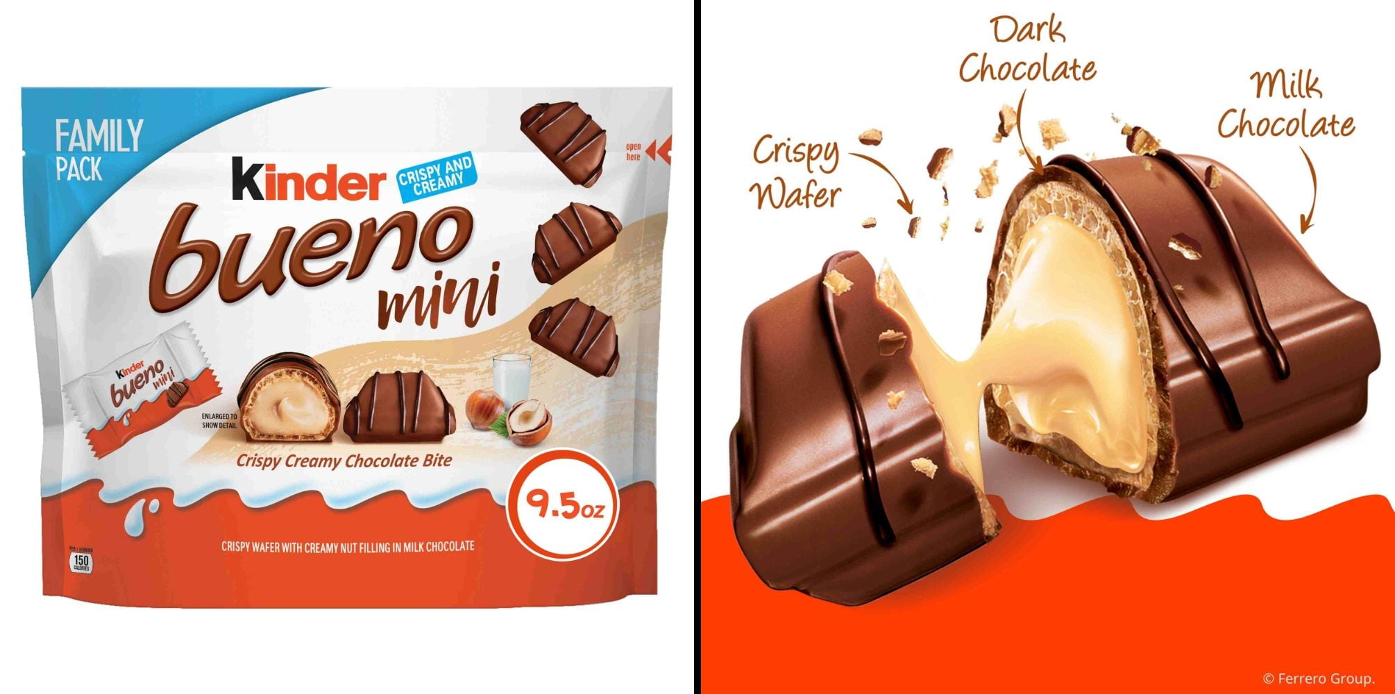 Kinder Bueno Mini Crispy Creamy Chocolate Bites & Hershey's Kisses Milk Chocolate Almonds Family Pack
