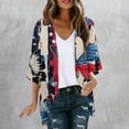 thumbnail image 6 of UVEASISHA Kimono Cardigans for Women 4th of July Open Front Cardigan Jackets 3/4 Sleeve Casual American Flag Kimonos Summer Lightweight Beach Coverups Multicolor S, 6 of 8