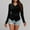 Black, variant on Qulqfy Casual Tops for Women Long Sleeve Fitted Velvet Asymmetrical Black Shirts Elegant V Neck Blouses Spring Tops for Women L