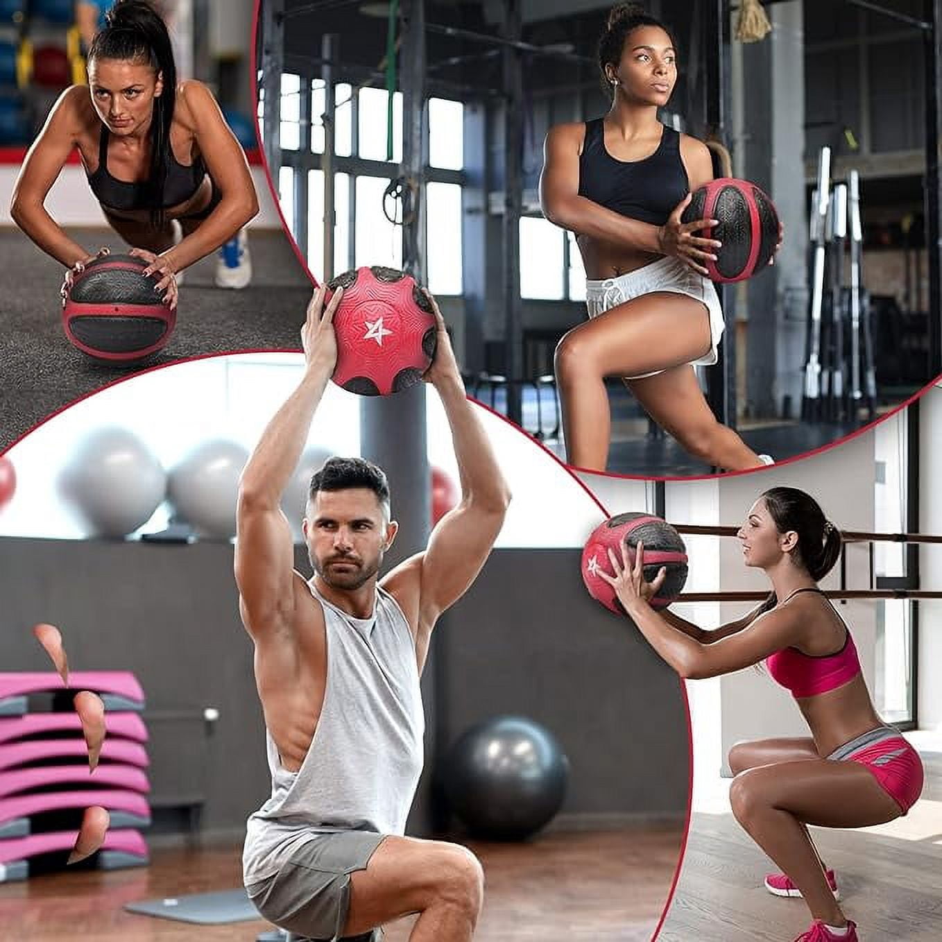 Yes4All Medicine Ball with Dual Texture Grip, Weighted Medicine Ball for Workouts Exercise Balance Training, Core Strength, Balance and Coordination Exercise, Non-Slip Rubber Shell with 6/8/10/12LBS