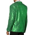 thumbnail image 3 of INSPIRE CHIC Sequin Blazer for Men's Peak Lapel Color Block Shiny Sparkly Sports Coat M Green, 3 of 5