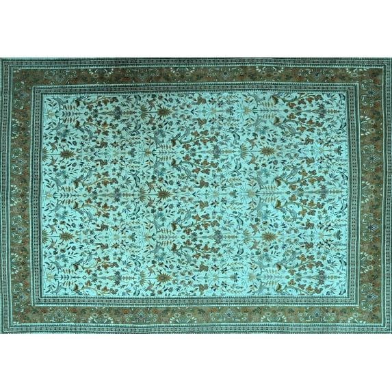Ahgly Company Indoor Rectangle Persian Light Blue Traditional Area Rugs, 7' x 9'