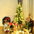 thumbnail image 3 of Costway 3ft Pre-Lit Christmas Entrance Tree In Urn w/ 40 LED Light Red Berries Pine Cone, 3 of 10