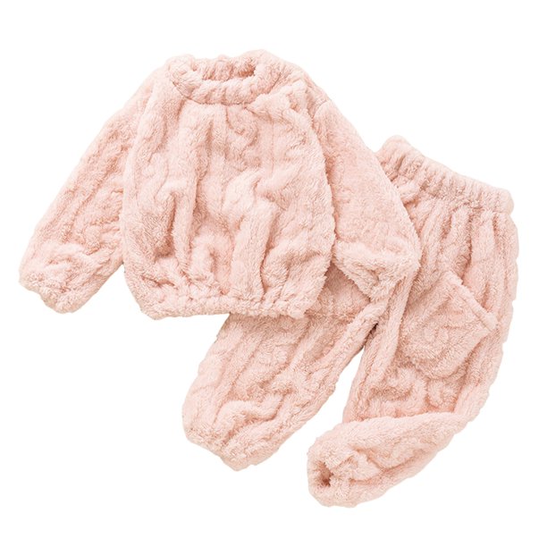 Gibobby Conjunto de Sudadera y Leggings de Lana Conjunto de ropa de 2 piezas para niños y niñas de invierno de forro polar de color sólido de manga larga(Rosa,18-24 Months)
