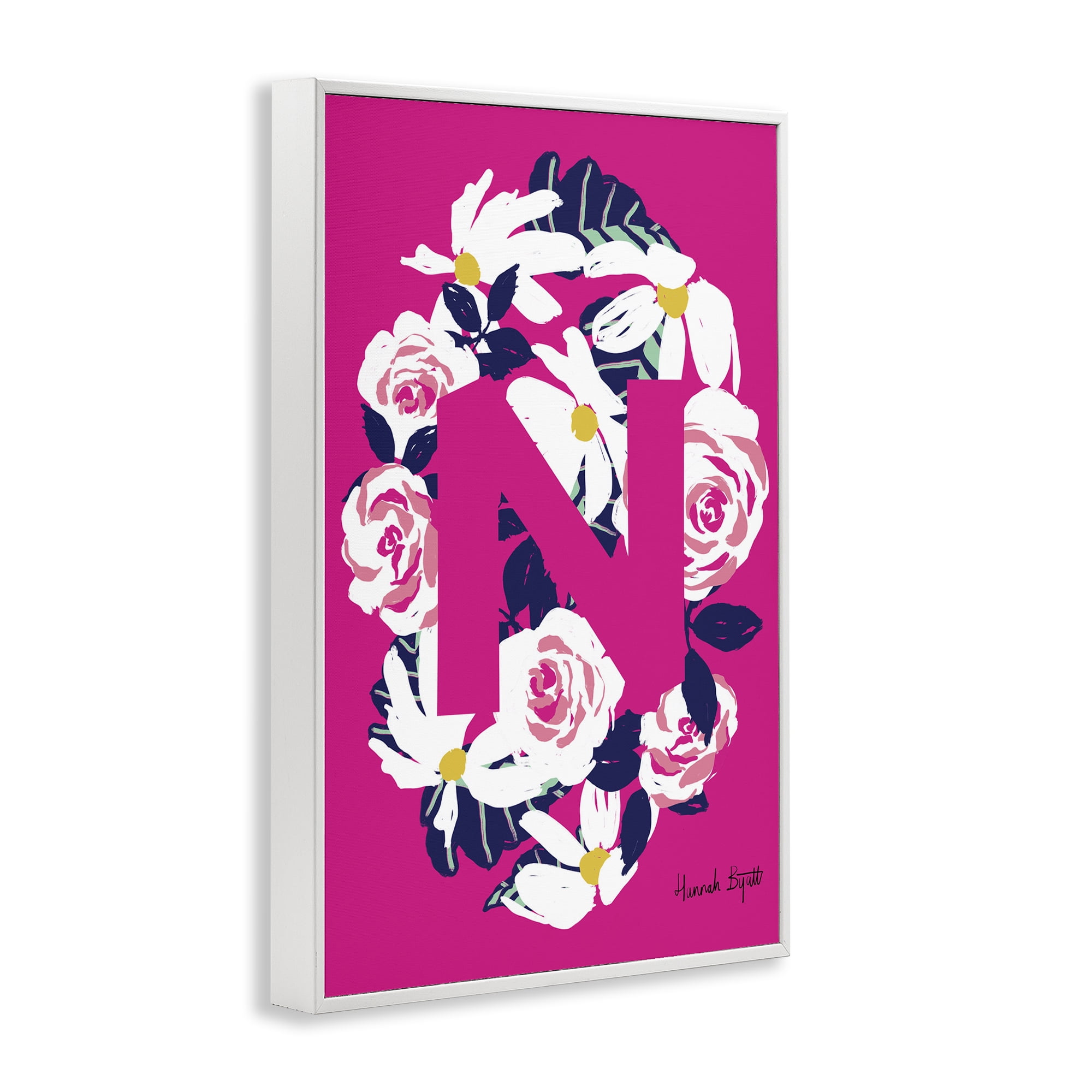 Stupell Industries Floral Bloom Letter N Botanical & Floral Painting White Framed Art Print Wall Art, 16 x 24