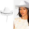 thumbnail image 6 of Vjnyvs Women's Cowboy Hat Set with Bandana and Heart-Shaped Sunglasses, Cowboy Hat Rhinestone Fringe Wide Brim Disco Cowboy Hat White, 6 of 7