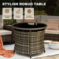 thumbnail image 5 of MEISSALIVVE 8 Piece Outdoor Patio Furniture Set, Half-Moon Curved Rattan Conversation Set with Wood Armrests, 2 Ottoman, Round Table & Side Table(Beige), 5 of 11