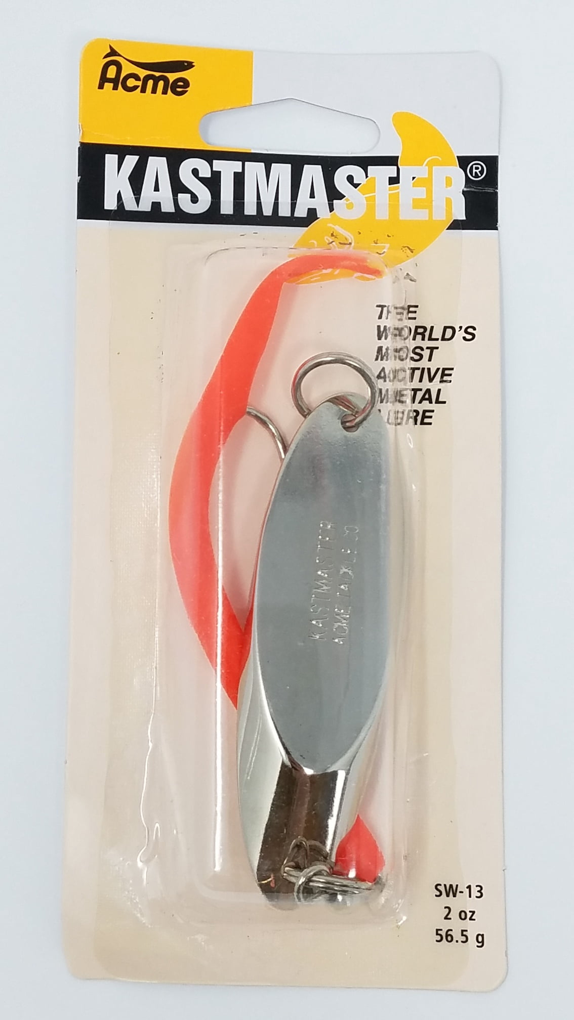 Acme Tackle Kastmaster with Tube Fishing Lure Spoon Chrome Flo Orange 2 oz.