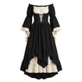 thumbnail image 3 of Renaissance Medieval Women Costume Dress Off Shoulder Corset Bell Sleeve Victorian Dresses Halloween Dress Black M, 3 of 8