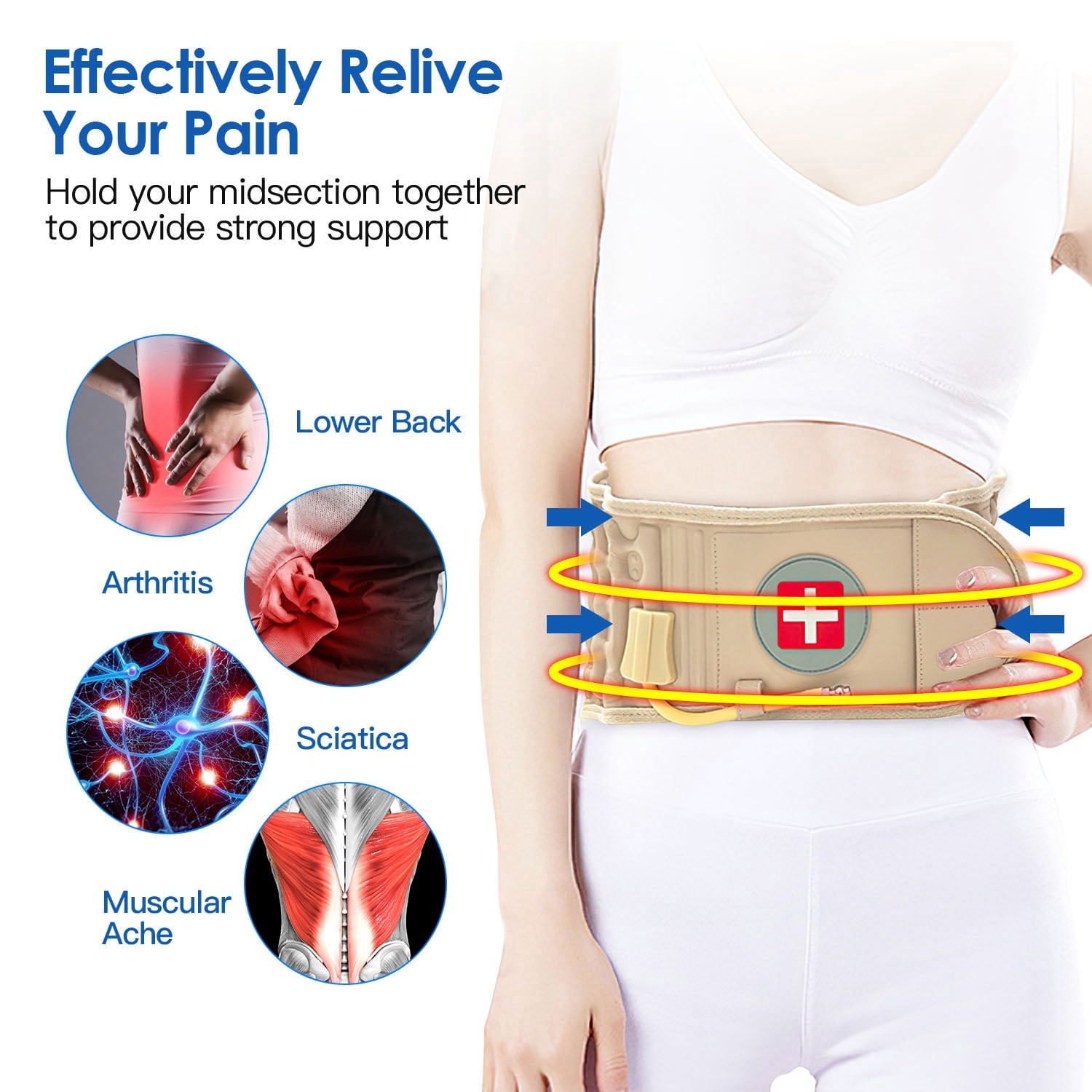 Inflatable Lower Back Brace, iMounTEK Decompression Back Belt Waist Brace Spinal, Gift for Women Men, One Size Fits 29-49 Waist