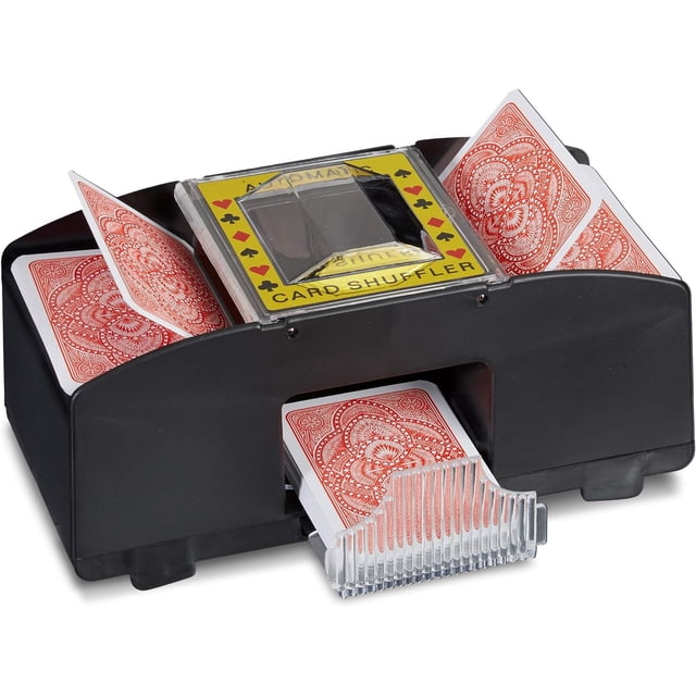 0020520, barajadora de cartas negra, 2 barajas, funciona con pilas, para cartas de hasta 90 mm, plástico