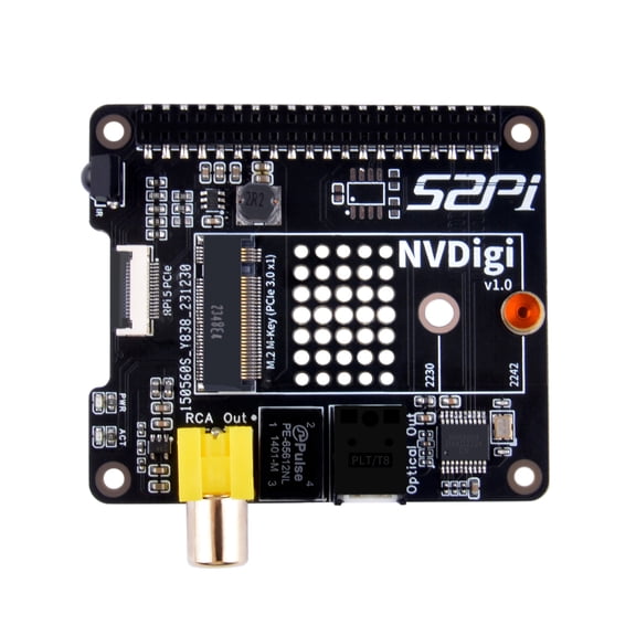 52Pi NVDigi Expansion Board for Raspberry Pi 5, with HiFi Digi and M.2 PCIe Slot for NVMe 2242/2230 SSD