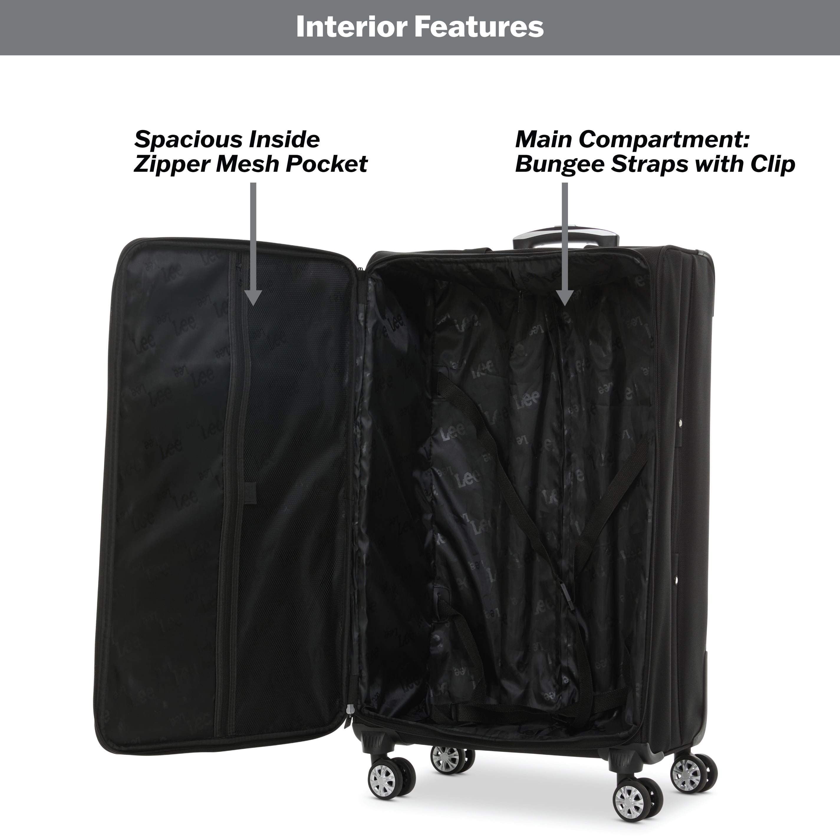 Lee 21/28 in Unisex 2-Piece Luggage Set, Black