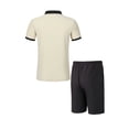 thumbnail image 3 of Pantalones Cortos para Hombre Conjunto de Trajes de 2 Piezas, Moda Mock Bolsillo Botón de Color Sólido Solapa Tops Cortos de Cintura Elástica, 3 of 6