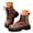 Brown, variant on Womens Halloween Platform Combat Boots Chunky Lug Sole Lace up Gothic Chain Studded Punk Ankle Booties Size 6-9