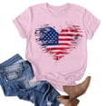 thumbnail image 4 of Odbmxy Womens Plus Size T Shirts Short Sleeve Summer Independence Day Women's Tops Heart Print Pink Vacation Pullover Tops, 4 of 4