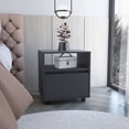 thumbnail image 5 of Cterwk Wood Beside Table with Wheels and 1 Open Shelf, 1 Drawer Nightstand for Home, Bedroom, Black, 5 of 7