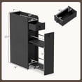 thumbnail image 3 of Gymax Slim Storage Cabinet Narrow Bathroom Cabinet w/ Slide Out Drawer & Spacious Top 2 Rolling Wheels Black, 3 of 10