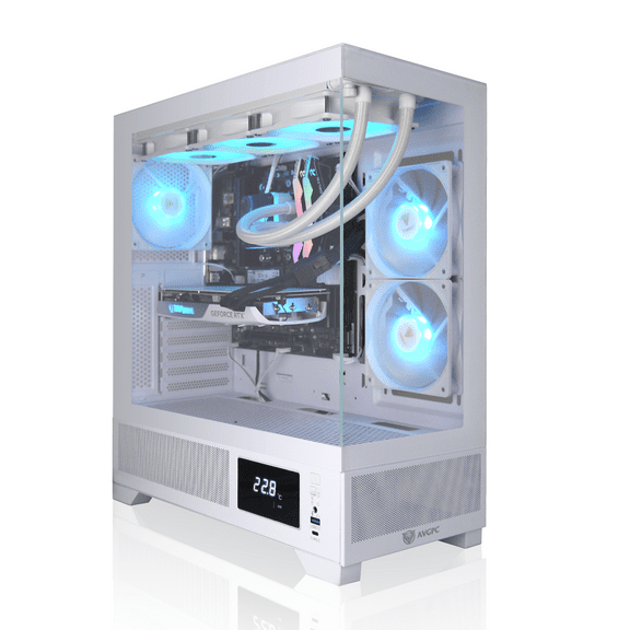 AVGPC Whirlwind Gaming PC Intel Core Ultra 7 265K, Nvidia RTX 5070, 32GB 6000MHz DDR5, 2TB NVME M.2 SSD, 360MM AIO Liquid Cooling, WiFi/AC, Tempered Glass Case White, Windows 11 Home