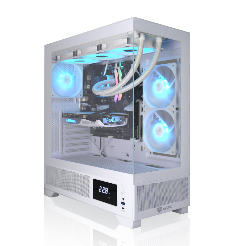 AVGPC Whirlwind Gaming PC Intel Core Ultra 7 265K, Nvidia RTX 5070, 32GB 6000MHz DDR5, 2TB NVME M.2 SSD, 360MM AIO Liquid Cooling, WiFi/AC, Tempered Glass Case White, Windows 11 Home