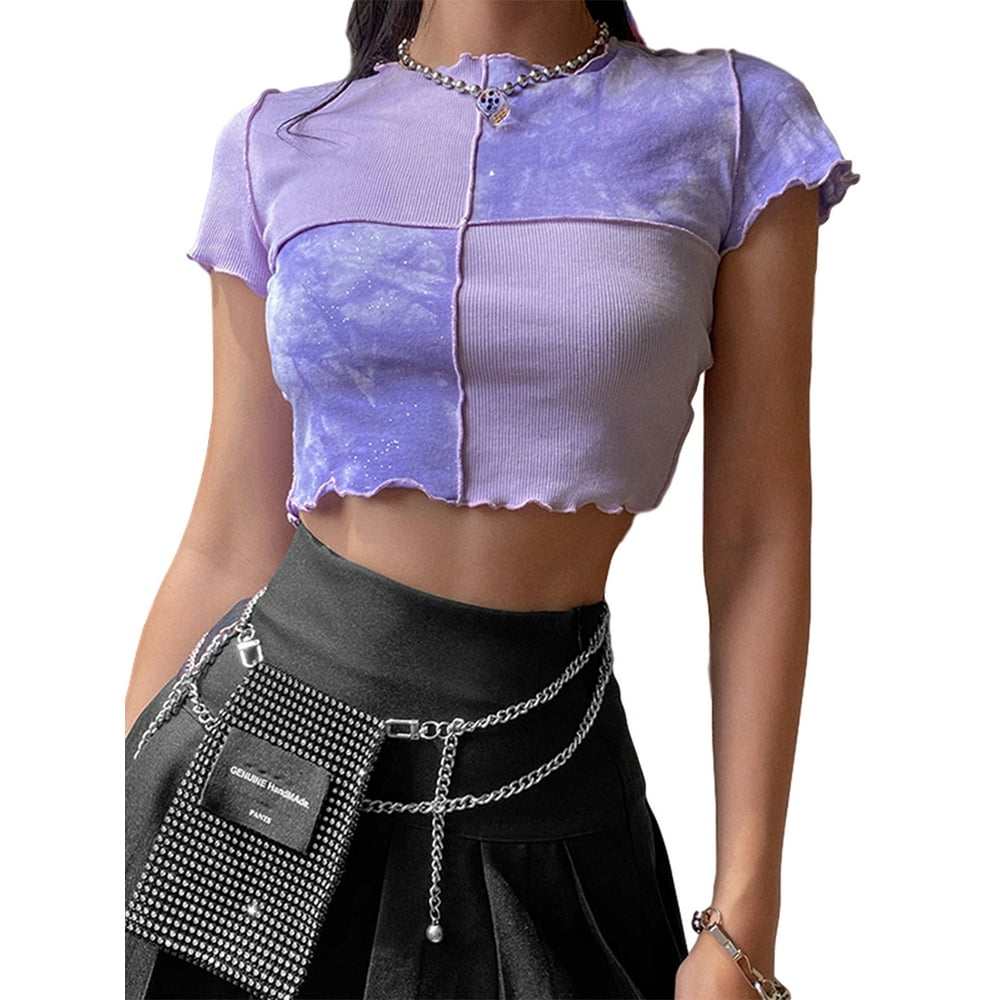 patchwork crop top with joggers
