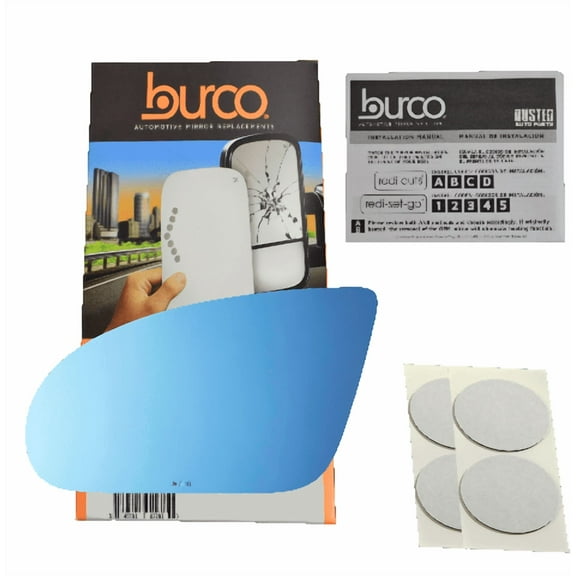 Fits 93-02 Firebird Trans Am Left Driver w/Blue Mirror Glass Lens w/Adhesive