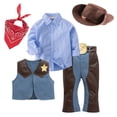thumbnail image 3 of Utlike Boys Outfits Sets Long Sleeves Western Cowboy Clothing For Kids Children Derss Up Tops Vest Hat Scarf Pants Belt 6Pcs Set Holiday Party Boys Clothing Sets For Dailywear Size 3 Years-4 Years, 3 of 7