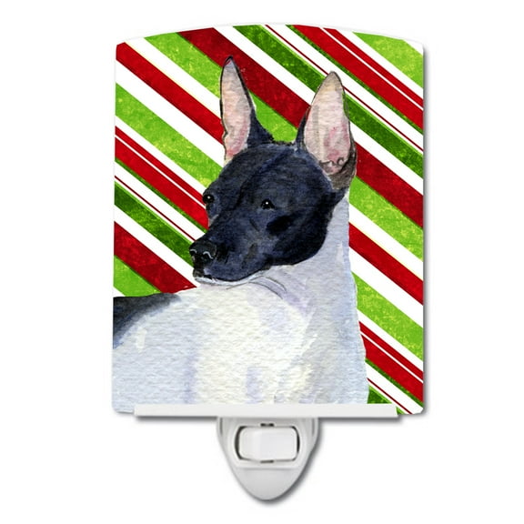 Caroline's Treasures SS4549CNL Rat Terrier Candy Cane Holiday Christmas Ceramic Night Light, 6x4x3", multicolor