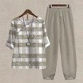thumbnail image 1 of Ensembles de Détente d'Été pour Femmes Ensemble de Détente Imprimé Manches Courtes Demi-Manches Col Rond Haut Court + Pantalon Décontracté Ensemble Deux Pièces Grande Taille en Liquidation, 1 of 5