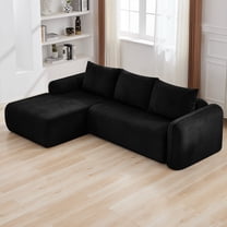103" Black Cloud L-Shaped Modular Sectional Sofa with Deep Seat, Oversized Corduroy Couch for Living Room & Bedroom, No Assembly