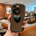thumbnail image 4 of Compatible with iPhone 15 Pro Case for Women Girls Cute 3D Heart Clear Phone Case with Camera Lens Protection Transparent Frosted Edge Soft Silicone Shockproof Cover Funda 6.1 Inch (Black), 4 of 8