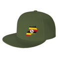 thumbnail image 1 of DouZhe Flat Brim Cap Snapback Hat, Uganda Geography Map Flag Prints Adjustable Green Adult Baseball Cap, 1 of 6