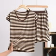 thumbnail image 4 of Censtreet Womens Stripe Pajama Set Short Sleeve 2 Pieces Sleepwear Nightwear Soft Modal Classic Pjs Lounge Sets, 4 of 6