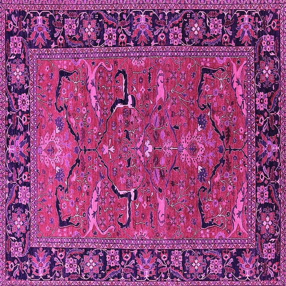 Ahgly Company Indoor Square Oriental Pink Industrial Area Rugs, 3' Square