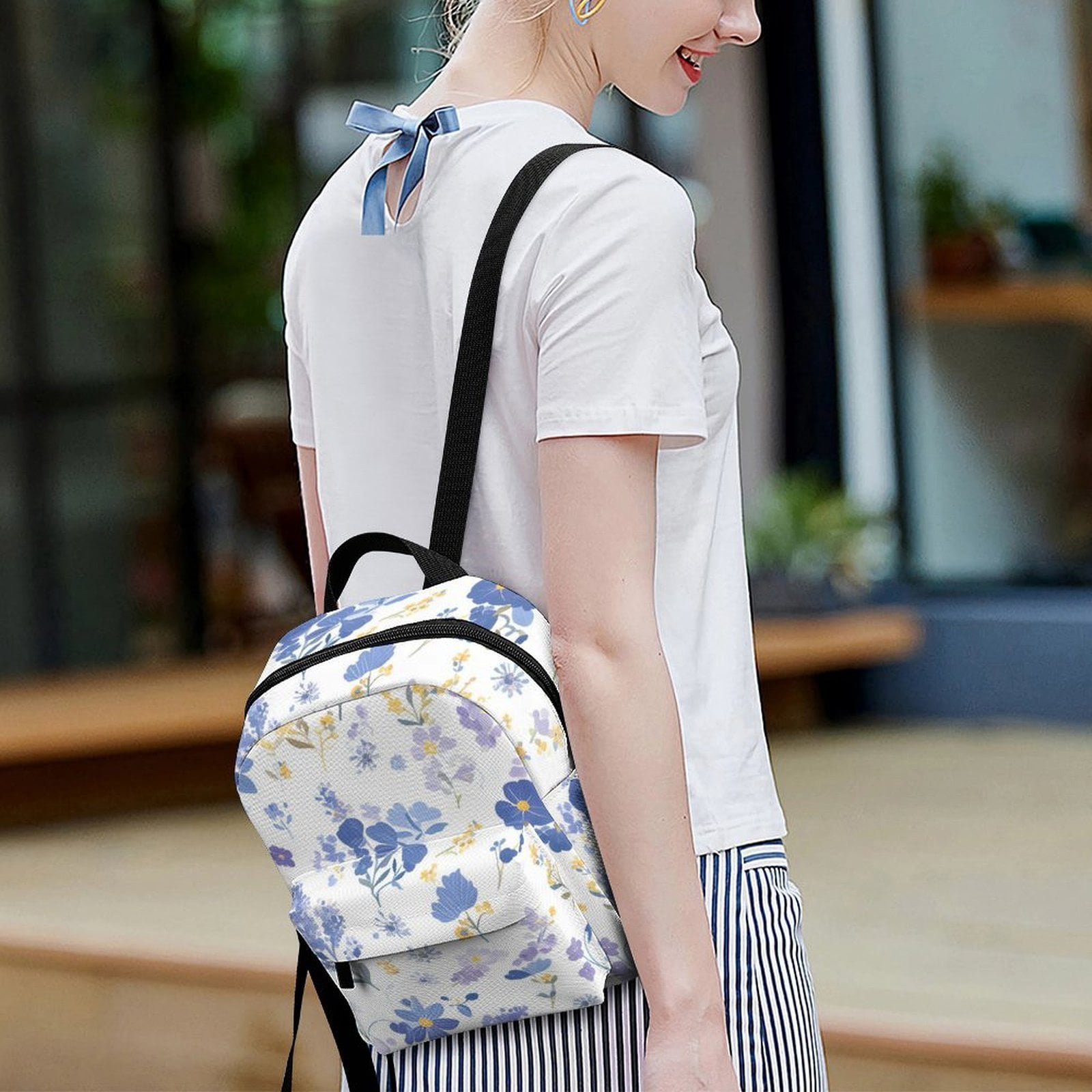 8.1×10in Casual Women'S Backpack With Anti-Contraction And Stretch For Sports Activities Travel Picnics Milk Cow Print Style Lavender_4