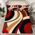 thumbnail image 2 of Manfei Geometric Striped Full Size Sheets,Modern Line Art Bed Sheets,Brown Geometric Stripes Sheet Sets For Boys Kidsightweight Bedroom Decorative,4 Pieces, 2 of 7