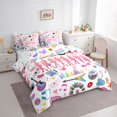 thumbnail image 3 of Manfei Musical Lover Slihouette 7pcs Bedding Comforter Set,Girls Electric Guitar Queen Bedding Sets,Pink Bowknot Butterflies Queen Sheet Sets For Princess,Luxury Bedroom Decor Reversible, 3 of 8