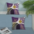 thumbnail image 4 of Mid Century Pillow Covers 18x18 Set of Boho Purple Gold Leaf Art Line Throw Pillow Covers Outdoor Decor, Abstract Modern Bohemian Style Farmhouse Linen Decorative Cushion Cover for Couch Sofa, 4 of 5