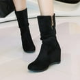 thumbnail image 6 of Fesfesfes Ankle Boots For Women Warm Solid Boots Round Toe Booties Wedge High Heel Boots Shoes 8.5(41), 6 of 9