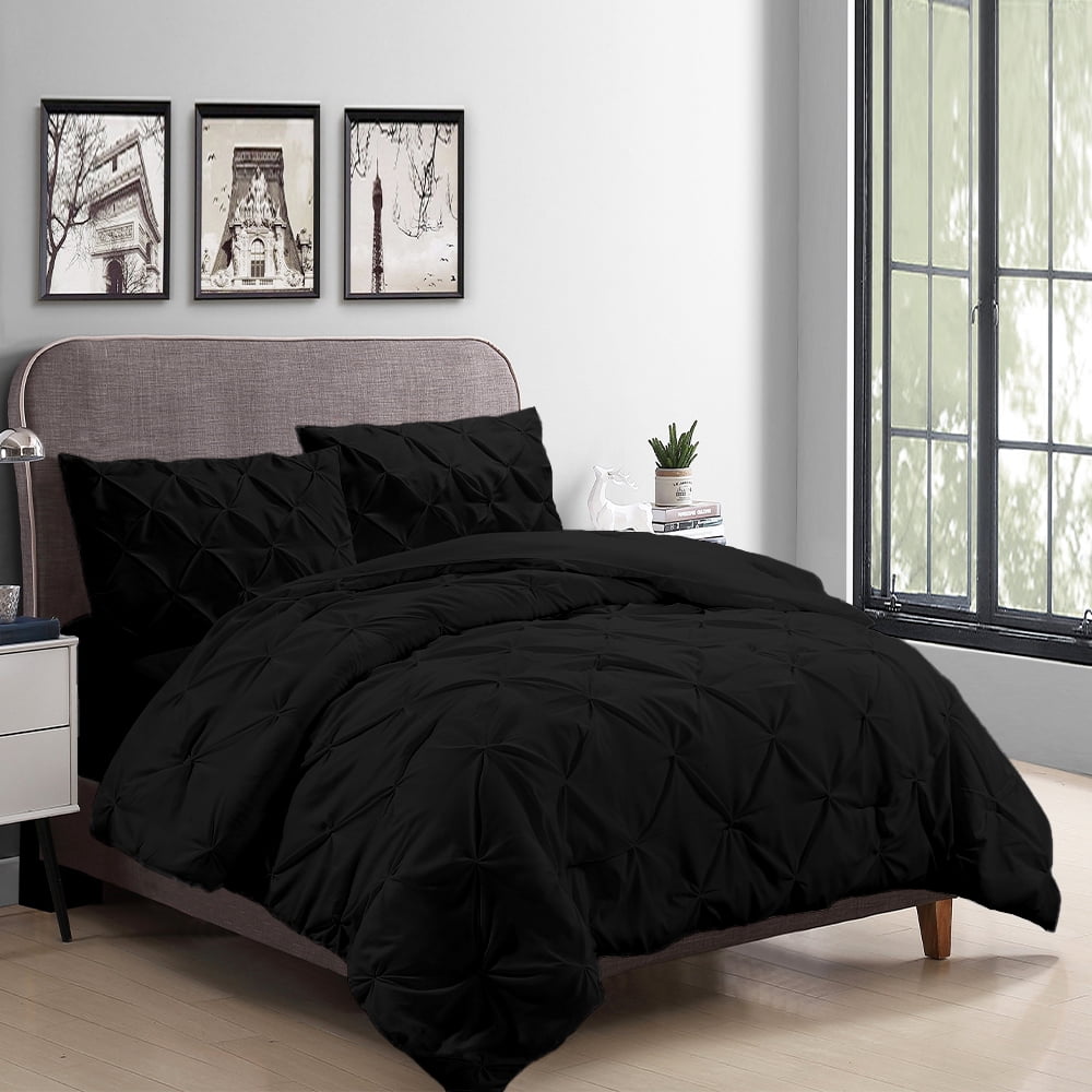 Global Linen 3Piece Comforter set Pintuck Pinch Pleat UltraSoft, King