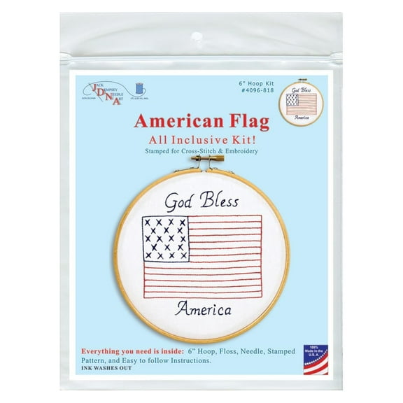 Jack Dempsey Stamped Hoop Kits 6"-American Flag