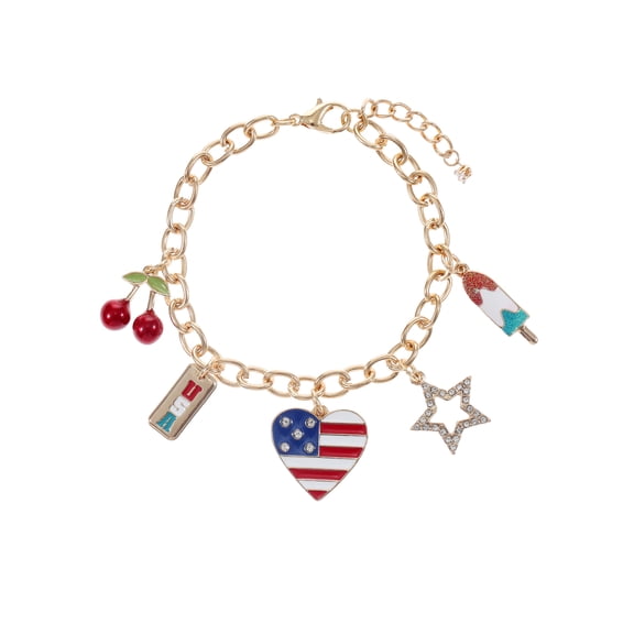Way to Celebrate Americana Gold Charm Bracelet